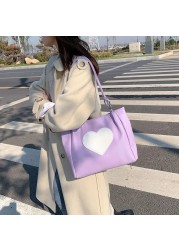 Xiuya Harajuku Kawaii Japanese Women Shoulder Bag Cute Heart Lolita Tote Bag Ladies Bags 2022 Big Shopper With Zipper