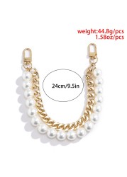 25/40cm Aluminum Pearl Strap for Women Bags Handbag Handles DIY Purses Long Beaded Chain for Shoulder Bag Pearl Strap Replacement