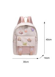 Bright Color Preppy Style Women Backpack Badge Student Girls Casual School Bags Large Capacity Backpack