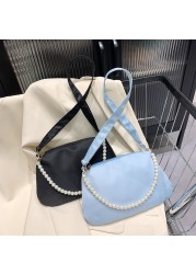 Fashion Women Nylon Underarm Shoulder Bags Pearl Color Small Bags Casual Lady Clutch Luxury Brand Designer Handbags