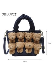 Women Cartoon Teddy Bear Crossbody Bag Female Small Zipper Designer Clutch Bag For Ladies Vintage Style Cute