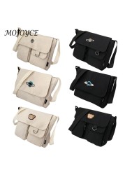 Preppy Style Women Canvas Multi-Pocket Shoulder Bag Female Luxury Small Bag Travel Shopping Bags