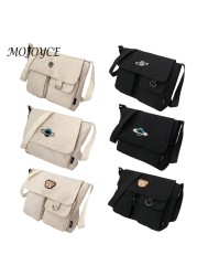 Fashion Student Zipper Crossbody Bags Solid Color Shoulder Bags Casual Ladies Bags Canvas Messenger Bags