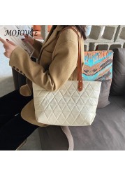 Women PU Chain Shoulder Bag Thread Embroidery Handbag Retro Designer Large Lattice Casual Ladies Shopping Bags Underarm Bag