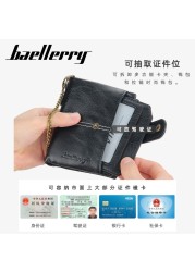 Luxury men's wallet with anti-theft chain card holder wallet fashion retro coin purse leather mini wallet passport cover for men