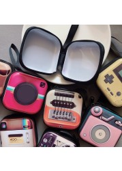 Unisex Small Retro Tinplate Coin Purse Men Women Headphone Storage Box Bag Vintage Record Tape Camera Shape Keys Cash Holder Purse