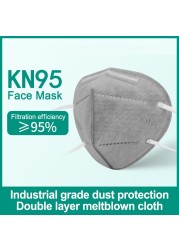 10-200pcs Gray Kn95 Activated Carbon Mask 6 Protective Layer FFP2 Mask FPP2 Approved Adult Mask Mascherina FFPP2 CE Masque FFP 2