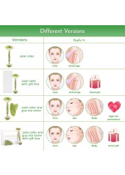 جهاز تدليك الوجه الطبيعي ، مكشطة الوجه Gua Sha Scraper برأسين من حجر اليشم ، بكرة من حجر اليشم ، العناية بالبشرة ، تدليك الكوارتز الوردي للوجه ، أدوات التجميل الصحية لشد الوجه