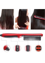 ASL-908 Hair Straightener 2022 Durable Electric Straight Hair Beard Comb Brush Heated Ceramic Hair Straightener Brush EU Plug