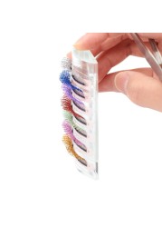 12 Strips Fashion Glitter Eyelash Extensions C Curl 0.15mm Individual False Eyelashes Glitter Silver Metallic Colored Lashes