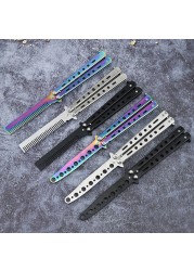 1pc Foldable Comb Stainless Steel Training Training Butterfly Knife Comb Beard Mustache Brushes Hair Styling Styling Tool