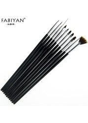 10pcs Nail Art Brush Liner Dotting Fan Design Acrylic Crystal Flat Painting Drawing Carving Pen UV Gel Manicure Tool Set