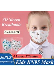 10/50pcs Kids KN95 Masks Kawaii Cartoon CE FFP2 Face Mask Children Boys Girls Baby n95fan kn95fan ffp2fan Respirator N95 Mask