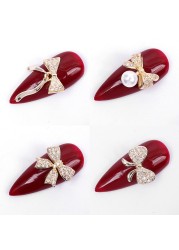 Nail Art Jewelry Net Red Nail Art Real Gold Zircon Bow Jewelry Micro-inlaid Nail Diamond Decoration G-2287 Nail Art Decorations