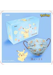 New Pokemon Pikachu Adult Disposable Mask Cartoon Pattern Printing 3 Layers Protection Breathable Dustproof Adult Anime Mascara