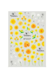 Elegant Daisy Autumn Leaves Nails Art Manicure Back Glue Sticker Decorations Design Nail Sticker Beauty Nails