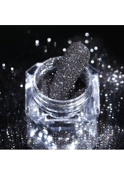 4pcs/set Nail Glitter Powder Silver Iridescent Efffect Sequins Nail Art Foils Nail Art Chrome Pigment Decoration