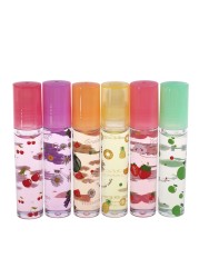 Random 6 Color Roll On Fruit Lip Balm Lip Oil Moisturizing Mirror Lip Gloss Transparent Lipstick Primer Cosmetic Makeup