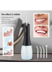 Dental Oral Irrigator Dental Water Flosser Portable Dental Water Jet USB Rechargeable 400ml Water Tank IPX7 Electric Teeth Cleaner