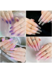 24pcs/box Wearable Fake Nail Set 2022 Popular Full Coverage Nail Art Patch Colorful Beauty Artificial Fake Nails