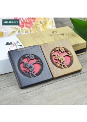 Sandalwood mini portable mirror folding portable double-sided wooden mirror Plum pattern hollow travel makeup mirror