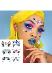 3D Sexy Face Tattoo Stickers Face Decoration Temporary Tattoo Glitter Fake Tattoo Rhinestones for Woman Party Face Jewelry Tattoo