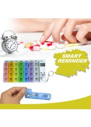 28 Grids Weekly Pill Storage Pill Dispenser Alarm Clock Luminous Alarm Clock Timer Reminder Pill Dispenser