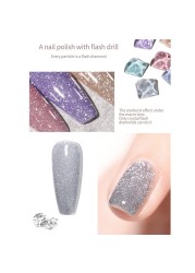 1 Pack Glitter Gel Nail Polish Iridescent Sparkling Sequins Reflective Semi-Permanent UV LED Nail Gel Varnish TSLM1