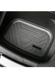 For Tesla Model Y 2022 2021 2020 Floor Mats Plain TPE Full Set Trunk Franc Mat Cargo Tray Liners Lower Cabin Car Boot Mats