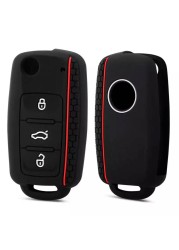 Silicone Car Key Case For VW Polo Bora Beetle Tiguan Passat Golf Jetta Eos For Skoda Fabia Octavia Remote Fob Shell Cover