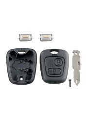 2 Buttons Car Remote Key Shell Fob Key Case With 206 Key Blade Micro Fit For Peugeot 106 107 206 207 306 307 406 407