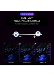 Auto Rear Car Neon Lamp Interior Ambient Lighting Lights RGB Atmosphere Lamp Fiber Optic for Automobile APP Control LED Strips