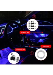 Car EL Neon Strip Light Car Ambient Light Sound Control Light RGB LED Auto Decor Atmosphere Lamp with 12V Cigarette Lighter