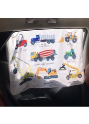 Cartoon Car Side Window Solarium Kids Early Learning Animal and Fruit Pattern Child Cognitive Windshield Sunshade Window Cover