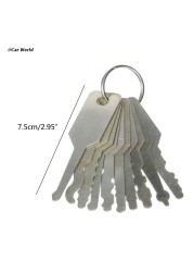 6XDB 10pcs/set Double Sided Stainless Steel Jiggler Keys Commonly Used Locksmith Tools Universal Auto Tools