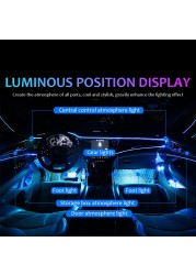 10 in 1 Car Atmosphere Lights USB RGB LED Strip Lights With APP Remote Control Auto Interior Decorative Ambient Dashboard Neon Lamp For Car Accessories