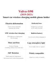 ل فولفو S90 2016-2021 حامل هاتف السيارة تنفيس الهواء شاحن لاسلكي 360 الملاحة قوس دعم نظام تحديد المواقع