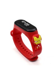 Marvel Children's Digital Watch Spiderman Iron Man Mickey Minnie LED Casual Sports Watch Silicone Kids Watch Bracelet Watch