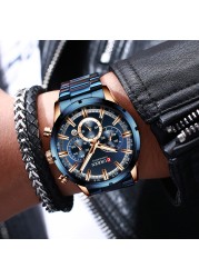 Curren Men's Watch Blue Dial Stainless Steel Band Date Business Men's Watches Waterproof Luxuries Men Wrist Watches for Men