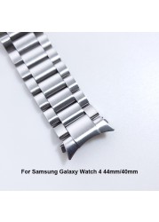 No Gaps Stainless Steel Strap For Samsung Galaxy Watch 4 Classic 46mm 42mm/Watch4 44mm 40mm Wrist Band Curved End Metal Bracelet