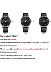 2022 VAVC New 24 Hours Quartz Wrist Watch Unisex Swiss Quartz Movement 5 Bar Water Resistant Watch With Black Leather Strap Men Women