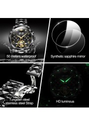 Original OUPINKE luxury automatic men's watch mechanical sapphire crystal waterproof fashion top brand hollow wristwatches