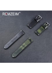 REMZEIM 18mm 20mm 22mm High-end Retro 100% Calfskin Leather Watch Band Watch Strap With Genuine Leather Straps 7 Colors