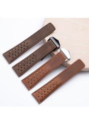 Cowhide Watch Band 22mm 24mm Watchband Fit For Tag Strap Heuer Watchband Genuine Crazy Horse Leather Bracelet Carrera