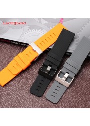 High quality waterproof rubber watchband fit suunto TRAVERSE Alpha series watch 24mm silicone straps with stainless steel clasp