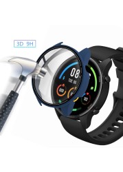 Computer With Glass Case For Mi Watch Color Tempered Glass Full Cover Protective Shell Bomber Sreeen Case For Xiaomi Mi Watch Color