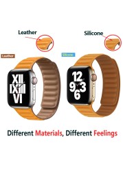 Leather Link for Apple Watch Band 44mm 40mm 45mm 41mm 38mm 42mm Magnetic Loop Watchband Bracelet iWatch Serie 3 5 4 SE 6 7 Strap