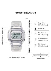 Transparent Digital Watch Square Women Electronic Sports Watches Wristwatch Clock Reloj Mujer Watches Dropshipping