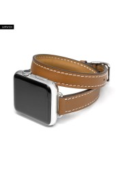 URVOI Attelage Double Round for Apple Watch Band Series 7 6 SE 5 4 321 Extra Elegant Connection Genuine Leather Strap for iWatch