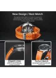 MAIKES Handmade Watch Band Genuine Cow Leather Watch Strap with Butterfly Buckle Bracelet for Montblanc Tudor Watchbands
